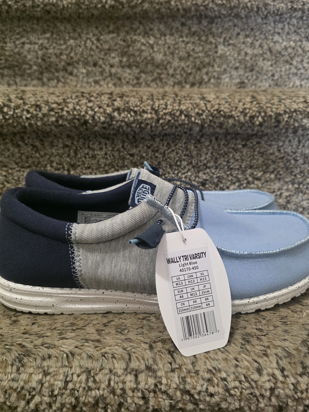 Hey Dude Light Blue Canvas Slip-On Loafers with Gray Trim - Picture 6 of 8